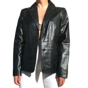 Gap Vintage Genuine Leather Blazer Black Size 4